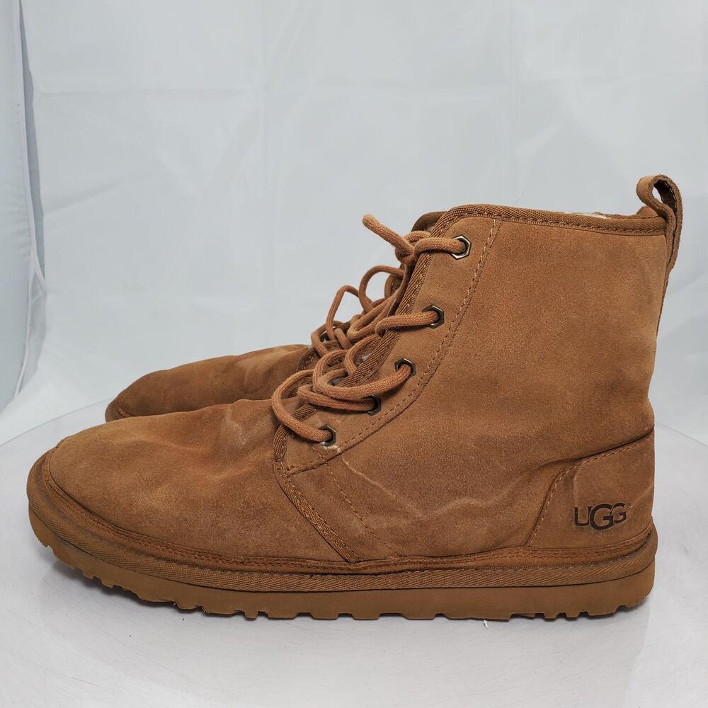 UGG Suede Chukka Boots Men 11 Brown Shearling Lined Winter Ankle 1016472